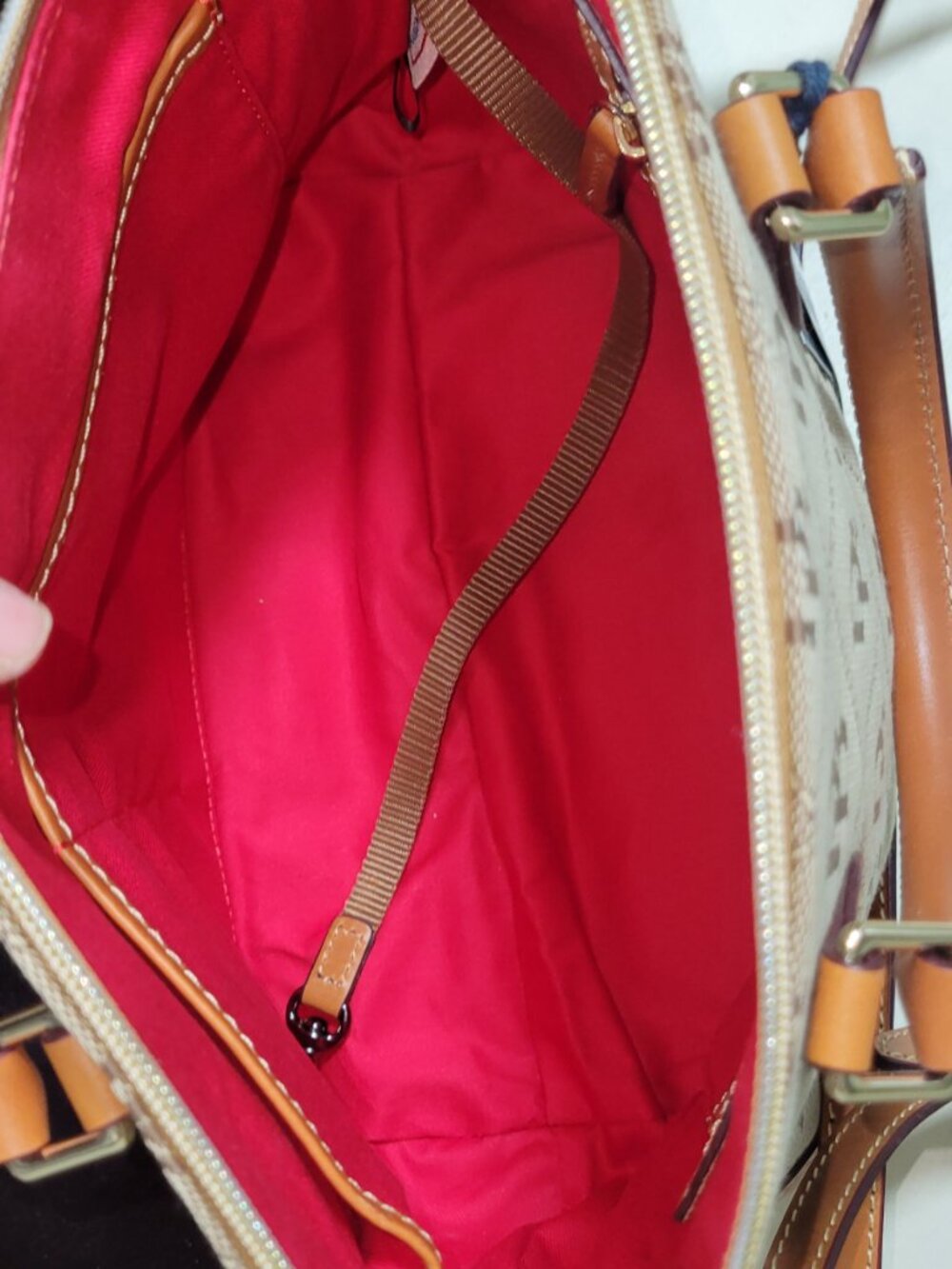 Dooney & Bourke Coated Cotton & Leather Gretta Darcy Satchel  [Item #HL19] - Picture 9 of 14